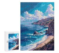300 PCS Jigsaw Puzzles for Teenagerss California Beach Pixel Puzzles for Adults Brain Teaser Game Analysis And Logic Christmas Birthday Gifts 300 PCS