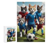 300 PCS Jigsaw Puzzles for Teenagerss Cats Playing Soccer Jigsaw Puzzle Toy Wall Decor Difficult Hard Unique Birthday And Xmas Gifts 300 PCS