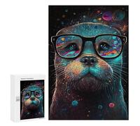 300 PCS Jigsaw Puzzles for Teenagerss Colorful Otter Glasses Art Print-1 Puzzle For Teenagerss Difficult Challenge Educational Challenge Family Fun & Game Night 300 PCS