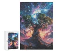 300 PCS Jigsaw Puzzles for Teenagerss Cosmic Glowing Ethereal Misty Earth Tree Adult Jigsaw Puzzle Family Games Improve Memory Help The Brain Exercise 300 PCS