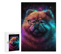 300 PCS Jigsaw Puzzles for Teenagerss Cosmic Pomeranian Glasses Art Print Puzzle For Teenagerss Difficult Challenge Educational Challenge Family Fun & Game Night 300 PCS