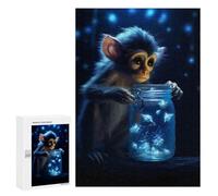 300 PCS Jigsaw Puzzles for Teenagerss Cute Monkey Luminous Glow Adult Jigsaw Toy Wall Decor Precision Cutting Unique Birthday And Gifts 300 PCS
