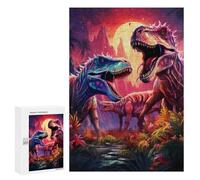 300 PCS Jigsaw Puzzles for Teenagerss Dinosaur Duel Under The Moonlit Sky Adult Jigsaw Family Game But Fun And Humorous Fun at Home Activities, 300 PCS