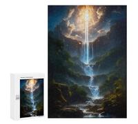 300 PCS Jigsaw Puzzles for Teenagerss Divine Light Waterfall Puzzles for Adults DIY Toys Difficult Challenge Stress Reduction Gifts 300 PCS