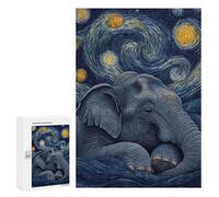 300 PCS Jigsaw Puzzles for Teenagerss Elephant Under Starry Night Puzzles for Adults DIY Toys Difficult Challenge Stress Reduction Gifts 300 PCS