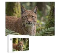 300 PCS Jigsaw Puzzles for Teenagerss Eurasian Lynx Portrait in Forest Puzzles for Adults DIY Toys Difficult Challenge Stress Reduction Gifts 300 PCS