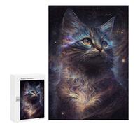 300 PCS Jigsaw Puzzles for Teenagerss Galactic Whiskers A Cosmic Cat's Journey Jigsaws for Adults Relax Games Wall Decoration Help The Brain Exercise 300 PCS
