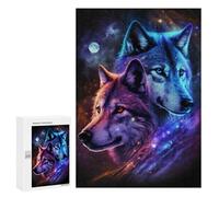 300 PCS Jigsaw Puzzles for Teenagerss Galactic Wolf Duo T-Shirt Puzzle For Teenagerss Difficult Challenge Educational Challenge Family Fun & Game Night 300 PCS