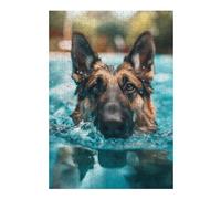 300 PCS Jigsaw Puzzles for Teenagerss German Shepherd Pool Sunny Teenagers Puzzles Brain Teaser Game Birthday Present Fun Activities at Home 300 PCS