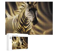 300 PCS Jigsaw Puzzles for Teenagerss Golden Glowing Zebra Art Jigsaw Puzzle Toy Wall Decor Difficult Hard Unique Birthday And Xmas Gifts 300 PCS