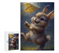 300 PCS Jigsaw Puzzles for Teenagerss Happy Bunny with Leaf Umbrella Puzzle For Teenagerss Difficult Challenge Educational Challenge Family Fun & Game Night 300 PCS