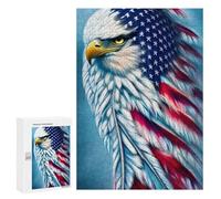 300 PCS Jigsaw Puzzles for Teenagerss Jigsaw American Flag Eagle Artwork Adult Jigsaw Brain Teaser Game Hand Speed Race Stress Reduction Gifts 300 PCS