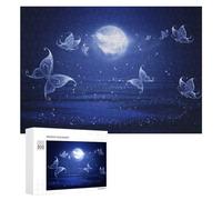 300 PCS Jigsaw Puzzles for Teenagerss Jigsaw Blue Moon Butterfly Night Sky Jigsaw Hands-on Game Improve Memory for Birthday, Chrismas 300 PCS