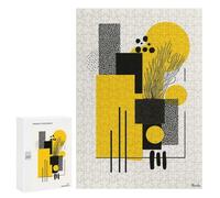 `300 PCS Jigsaw Puzzles for Teenagerss Jigsaw Bold Yellow & Black Geometric Abstract Minimalist Art Jigsaw for Adults Family Games Birthday Present Deal As Gifts for The Whole Family 300 PCS