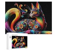 300 PCS Jigsaw Puzzles for Teenagerss Jigsaw Colorful Artistic Cat Design Jigsaw Hands-on Game Improve Memory for Birthday, Chrismas 300 PCS