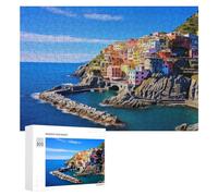 300 PCS Jigsaw Puzzles for Teenagerss Jigsaw Colorful Coastal Village by The Sea -3 Jigsaw Hands-on Game Improve Memory for Birthday, Chrismas 300 PCS