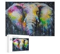 300 PCS Jigsaw Puzzles for Teenagerss Jigsaw Colorful Elephant Abstract Art Print Puzzle for Adults Relax Games Improve Memory for Birthday, Chrismas 300 PCS