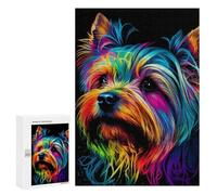 300 PCS Jigsaw Puzzles for Teenagerss Jigsaw Colorful Yorkie Portrait -2 Adult Jigsaw Brain Teaser Game Hand Speed Race Stress Reduction Gifts 300 PCS