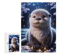 300 PCS Jigsaw Puzzles for Teenagerss Jigsaw Cute Otter in Moonlight Puzzles for Adults Brain Teaser Game But Fun And Humorous Help The Brain Exercise 300 PCS