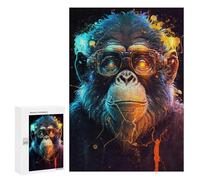 300 PCS Jigsaw Puzzles for Teenagerss Jigsaw Cyber Chimpanzee Glasses Jigsaws for Adults Family Games For Family Fun Deal As Gifts for The Whole Family 300 PCS