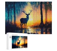 300 PCS Jigsaw Puzzles for Teenagerss Jigsaw Deer in The Forest at Sunset Puzzle for Adults Relax Games Improve Memory for Birthday, Chrismas 300 PCS
