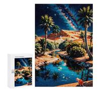 300 PCS Jigsaw Puzzles for Teenagerss Jigsaw Desert Oasis Under Starry Sky Puzzle for Adults Relax Games Improve Memory for Birthday, Chrismas 300 PCS