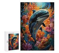 300 PCS Jigsaw Puzzles for Teenagerss Jigsaw Dolphin in Coral Paradise Jigsaw Hands-on Game Improve Memory for Birthday, Chrismas 300 PCS