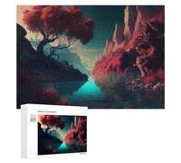 300 PCS Jigsaw Puzzles for Teenagerss Jigsaw Fantasy Landscape with Red Trees Jigsaw Hands-on Game Improve Memory for Birthday, Chrismas 300 PCS