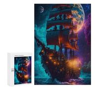 300 PCS Jigsaw Puzzles for Teenagerss Jigsaw Fantasy Sailing Ship -6 Adult Jigsaw Puzzle Hands-on Game Hand Speed Race for Birthday, Chrismas 300 PCS