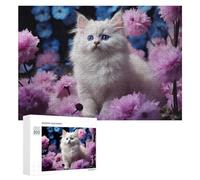 300 PCS Jigsaw Puzzles for Teenagerss Jigsaw Fluffy White Kitten with Blue Eyes Jigsaw Hands-on Game Improve Memory for Birthday, Chrismas 300 PCS
