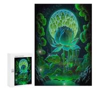 300 PCS Jigsaw Puzzles for Teenagerss Jigsaw Glowing Lotus Night Scene Puzzle for Adults Relax Games Improve Memory for Birthday, Chrismas 300 PCS