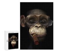 `300 PCS Jigsaw Puzzles for Teenagerss Jigsaw Hipster Chimpanzee Cigar Jigsaw for Adults Family Games Birthday Present Deal As Gifts for The Whole Family 300 PCS