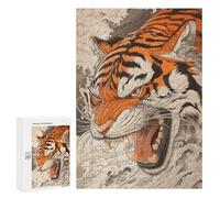 300 PCS Jigsaw Puzzles for Teenagerss Jigsaw Japanese Tiger Art Print Adult Jigsaw Toy Wall Decor Difficult Hard Help The Brain Exercise 300 PCS