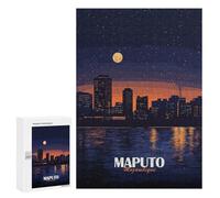 `300 PCS Jigsaw Puzzles for Teenagerss Jigsaw Maputo, Mozambique Cityscape at Night Jigsaw for Adults Family Games Birthday Present Deal As Gifts for The Whole Family 300 PCS