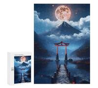 `300 PCS Jigsaw Puzzles for Teenagerss Jigsaw Moonlit Fuji Torii Gate Jigsaw for Adults Family Games Birthday Present Deal As Gifts for The Whole Family 300 PCS