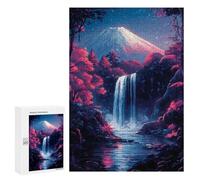 `300 PCS Jigsaw Puzzles for Teenagerss Jigsaw Mountain Fuji Waterfall Night Japanese Cherry Blossom Jigsaw for Adults Family Games Birthday Present Deal As Gifts for The Whole Family 300 PCS