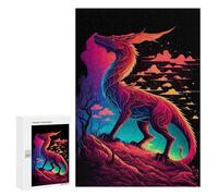 300 PCS Jigsaw Puzzles for Teenagerss Jigsaw Neon Dragon Majesty Adult Jigsaw Brain Teaser Game Hand Speed Race Stress Reduction Gifts 300 PCS