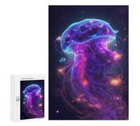 300 PCS Jigsaw Puzzles for Teenagerss Jigsaw Neon Jellyfish in Space Adult Jigsaw Brain Teaser Game Hand Speed Race Stress Reduction Gifts 300 PCS