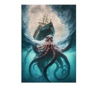 300 PCS Jigsaw Puzzles for Teenagerss Jigsaw Octopus Vs. Ship Ocean Battle Jigsaw Fun Games Wall Decoration Unique Birthday And Gifts 300 PCS