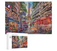 300 PCS Jigsaw Puzzles for Teenagerss Jigsaw Parisian Charm A Cozy Street Scene with Eiffel Tower View Puzzle for Adults Relax Games Improve Memory for Birthday, Chrismas 300 PCS
