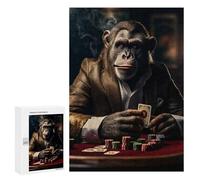 `300 PCS Jigsaw Puzzles for Teenagerss Jigsaw Pristine Primate Poker Jigsaw for Adults Family Games Birthday Present Deal As Gifts for The Whole Family 300 PCS