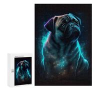 `300 PCS Jigsaw Puzzles for Teenagerss Jigsaw Pug Dog Glowing Jigsaw for Adults Family Games Birthday Present Deal As Gifts for The Whole Family 300 PCS