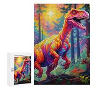 300 PCS Jigsaw Puzzles for Teenagerss Jigsaw Rainbow Dinosaur in Fantasy Forest Puzzle for Adults Relax Games Improve Memory for Birthday, Chrismas 300 PCS