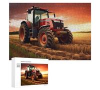 300 PCS Jigsaw Puzzles for Teenagerss Jigsaw Red Tractor in Golden Field at Sunset -2 Puzzle for Adults Relax Games Improve Memory for Birthday, Chrismas 300 PCS