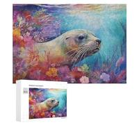 300 PCS Jigsaw Puzzles for Teenagerss Jigsaw Sea Lion in Coral Paradise Puzzle for Adults Relax Games Improve Memory for Birthday, Chrismas 300 PCS