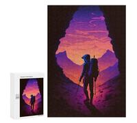 300 PCS Jigsaw Puzzles for Teenagerss Jigsaw Silhouette Hiker in Mountainscape Adult Jigsaw Brain Teaser Game Hand Speed Race Stress Reduction Gifts 300 PCS