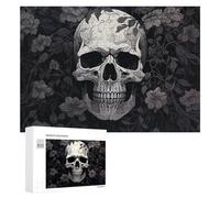 300 PCS Jigsaw Puzzles for Teenagerss Jigsaw Skull with Floral Background Artwork Jigsaw Hands-on Game Improve Memory for Birthday, Chrismas 300 PCS