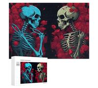 300 PCS Jigsaw Puzzles for Teenagerss Jigsaw Skulls in Love A Romantic Skeleton Artwork Puzzle for Adults Relax Games Improve Memory for Birthday, Chrismas 300 PCS