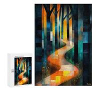 `300 PCS Jigsaw Puzzles for Teenagerss Jigsaw Sunny Path Inspired by August Macke - Geometric Abstract Landscape Art Jigsaw for Adults Family Games Birthday Present Deal As Gifts for The Whole Family