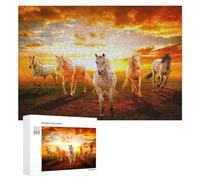 300 PCS Jigsaw Puzzles for Teenagerss Jigsaw Wild Horses at Sunset Jigsaw Hands-on Game Improve Memory for Birthday, Chrismas 300 PCS